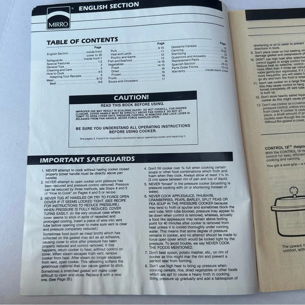 3/$12! MIRRO Speed Cookers & Canners Recipe & Instruction Book English & Spanish